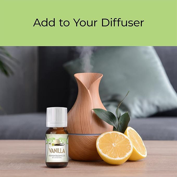 Good Essential Professional Vanilla Fragrance Oil 10 ml (0.33 fl oz) for Candles, Soaps, Perfume, Home Fragrance, Vanilla Diffuser Oil, and Body Lotion GoodEssential