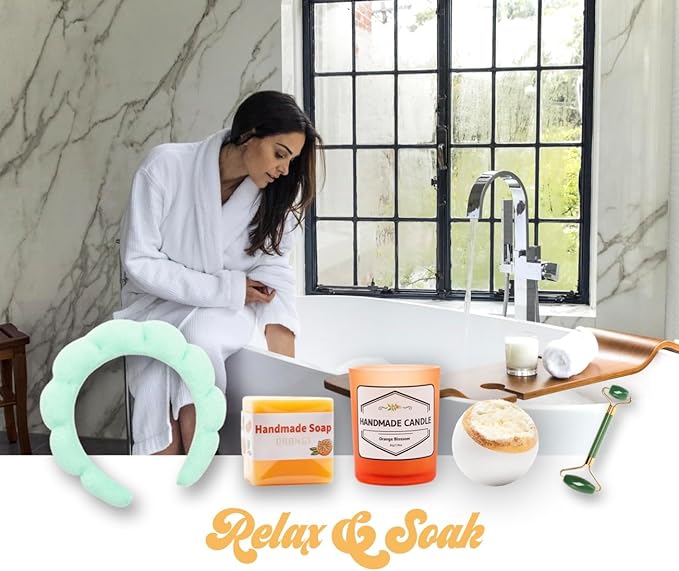 Sunny&Wise Care Package For Women - Designed in USA - Self Care Gifts After Surgery, Get Well Soon, Orange Fruit Themed, Thinking of You, 12 Oz Good Vibes Tumbler - Bloomnest