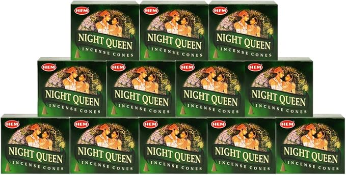 TRUMIRI Night Queen Incense Cone Bundle with Holder - 120 Cones (12 Packets of 10) TRUMIRI