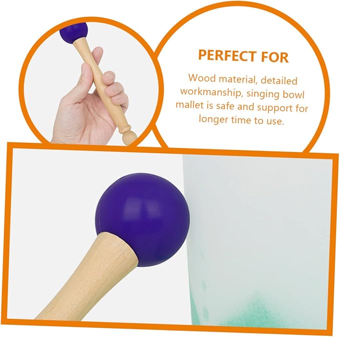 Beaupretty 1Set Singing Bowl Mallet with Handle Rubber Ring Kit for Crystal Singing Bowls Comfortable Grip Durable Material for Sound Meditation Music Practices - Bloomnest