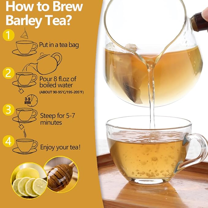 60 Premium Barley Tea Bags, Made with 100% Natural Roasted Barley Grain, Damai Cha - Digestion Support & Rich in Nutrition, No Additives & Caffeine Free. - Bloomnest