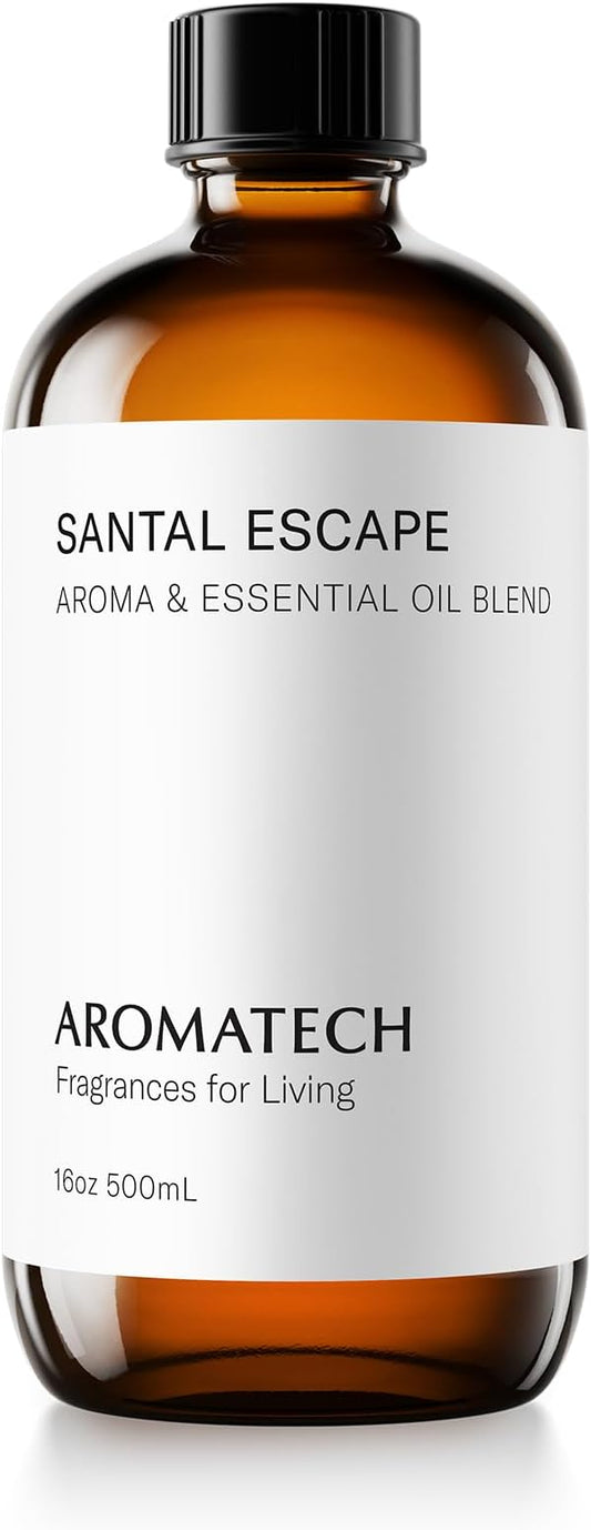 AromaTech Santal Escape Aroma Essential Oil Blend: Luxury Hotel Inspired Aromatherapy with Ocean Air, Sandalwood, Iris for Ultrasonic Diffusers & Nebulizers - 16 fl oz, 500 mL - Bloomnest