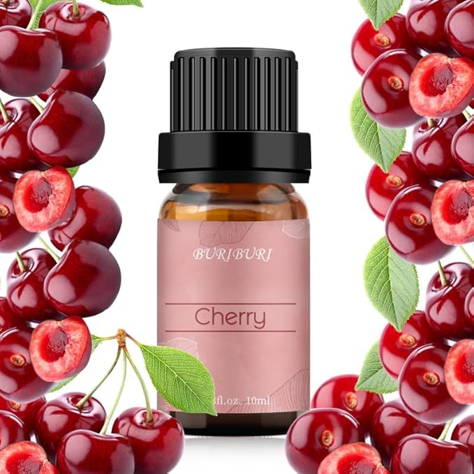 BURIBURI Cherry Fragrance Oil, Premium Grade Cherry Scented Oil 10ml Essential Oil for Diffusers, Candle Making BURIBURI