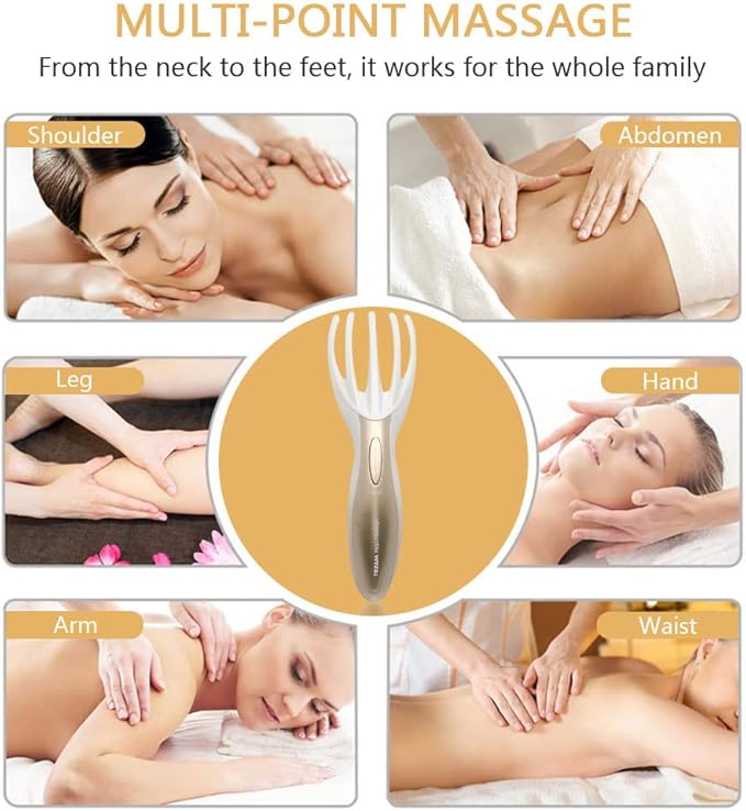 Electric Head Massager Neck Massage Octopus Scalp Stress Relax Spa Therapy Healing, Soft Resin Finger Gripper Claw Electronic Head Spa Vibration Scalp Massage Tool Tezam