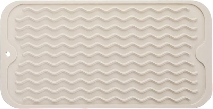 Silicone Dish Drying Mat for Multiple Usage,Easy clean,Eco-friendly,Heat-resistant Silicone Mat for Kitchen Counter or Sink,Refrigerator or Drawer Liner Tapioca S 12 inches x 6 inches - Bloomnest