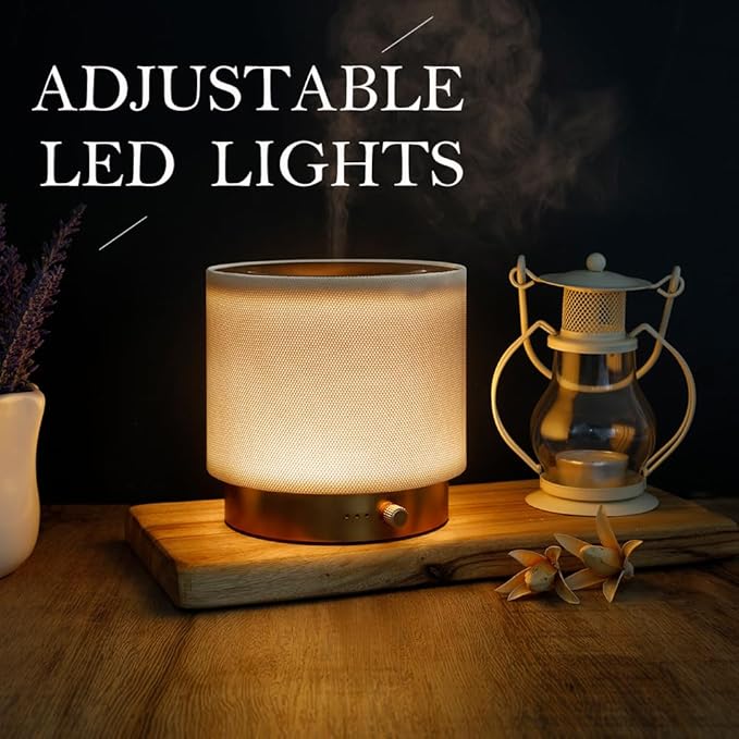 Elegant Fabric Aroma Diffuser - Quiet Essential Oil Diffuser with Soft Night Light, Perfect for Home, Office, and Yoga Space (M35-Gold) - Bloomnest