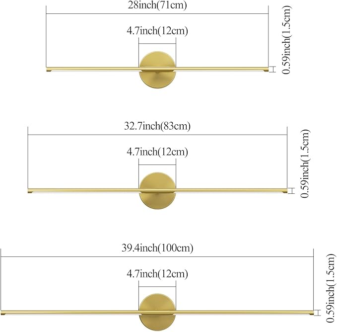 40Inch Hardwired Gold Wall Sconces Set of Two,360° Rotate Modern Linear Wall Light 30W Gold Vanity Light 3000K for Bathroom, Living Room(2 Pack) - Bloomnest