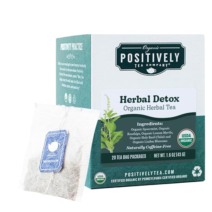 Organic Positively Tea Company, Herbal Detox Tea Bags, 20 Count - Bloomnest