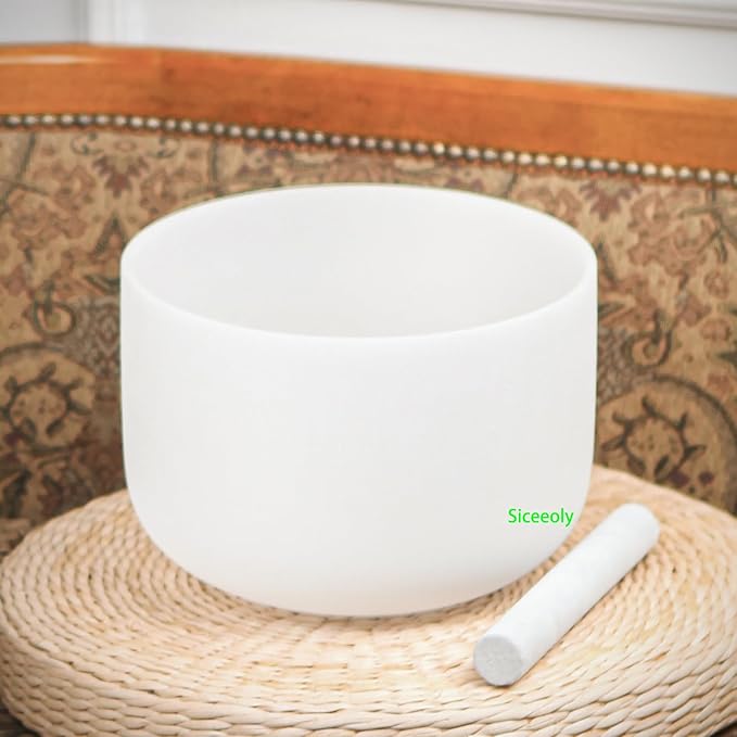 12 inch Crystal Singing Bowl B Note Crown Chakra Quartz Singing Bowl 12" Meditation Sound Healing with Durable Carrying Case Suede Striker O-ring - Bloomnest