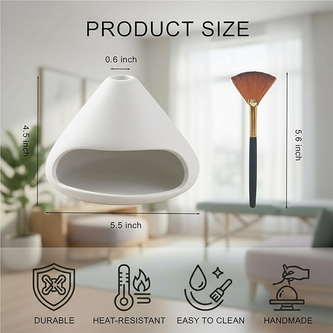 Palo Santo Holder Incense Burner,Sage Sticks Incense Holder,Zongzi Clay Smudge Bowl with Chimney,Mini Cone Ceramic Fireplace for Cedar,Yoga,Sleep,Home Decor,Anxiety Relief Meditation for Women (White) DIDIBIRD