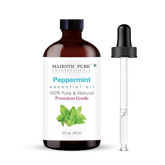 Majestic Pure Peppermint Essential Oil with Glass Dropper - 2 Fl Oz - 100% Pure and Natural Peppermint Oil - Premium Grade Essential Oils for Diffuser, Aromatherapy, Soap and Candle Making - Bloomnest