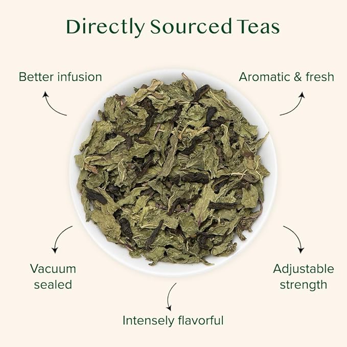 VAHDAM, Mint Green Tea Loose Leaf (50+ Cups, 3.5 oz) Cool Peppermint Tea With Himalayan Green Tea Leaves | Low Caffeine | High Elevation Grown | Vacuum Sealed for Freshness - Bloomnest
