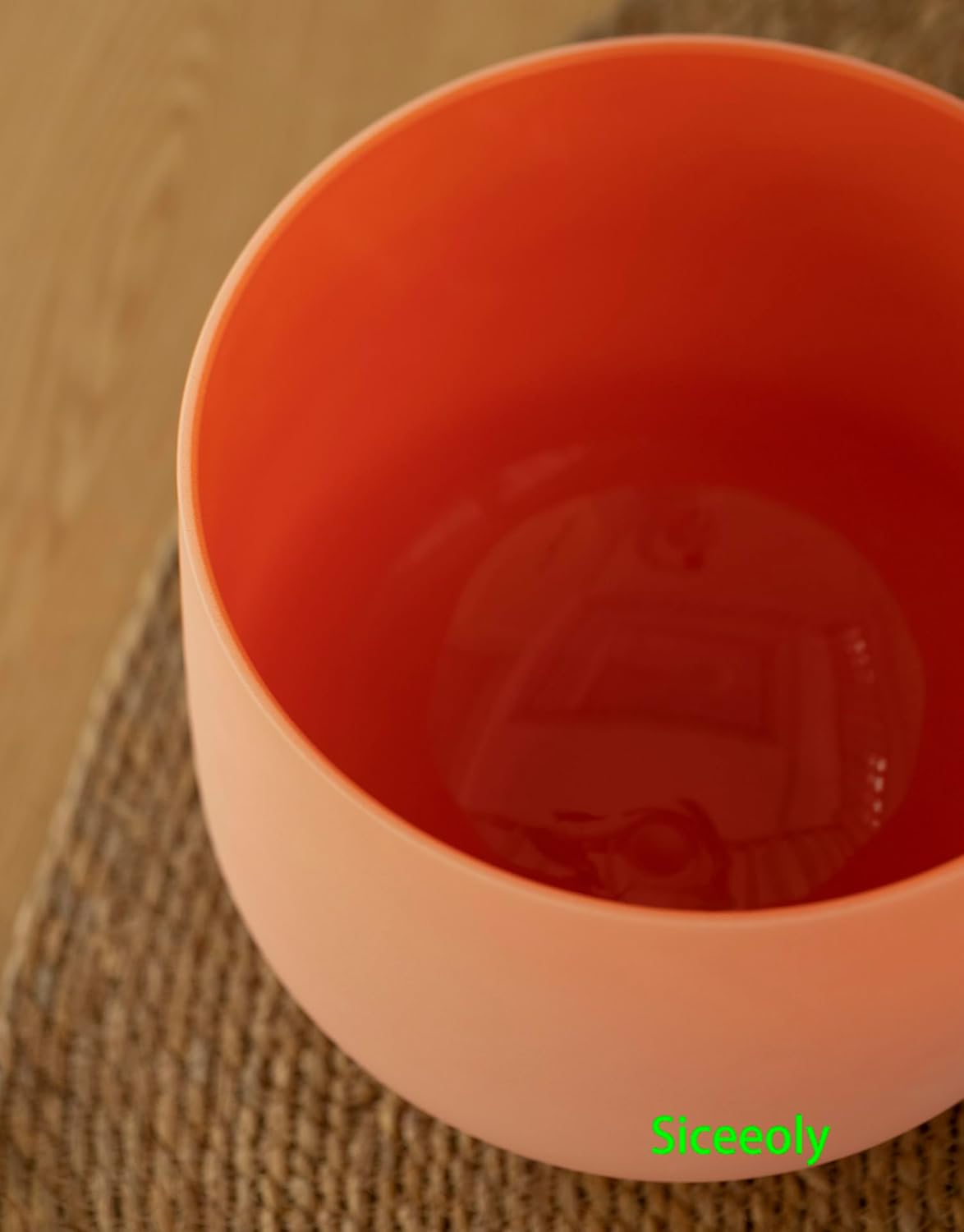 10 inch D Note 432hz Orange Color Crystal Singing Bowl Navel Chakra Meditation Sound Healing with Durable Carrying Case Suede Mallet Striker O-ring