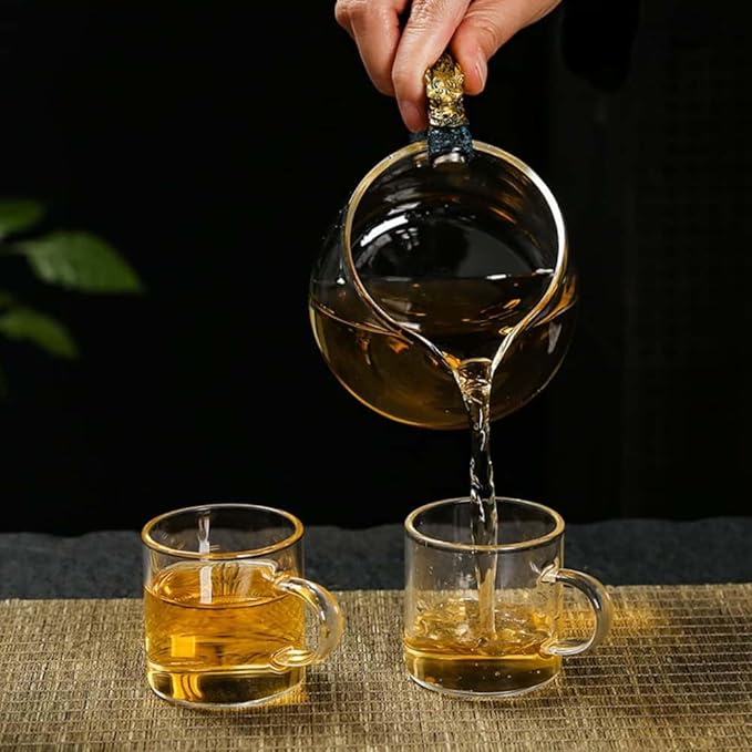 Glass Teapot Set with Infuser Semi Automatic Dragon Tea Set with 6 Small Cups (blue golden dragon-b) - Bloomnest