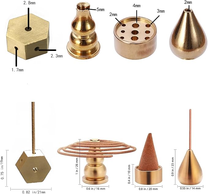 Brass Incense Burner, Incense Cone Holder, Coil Incense Holder, Incense Stick Holder, Hexagonal Shape Burner Plate Holder Censer, 4 Styles. - Bloomnest