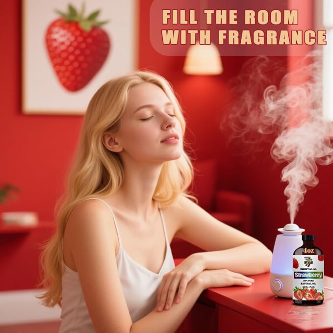 Strawberry Essential Oil (4 oz/120 ml) — Strawberry Oils for Aromatherapy, diffusers, humidifiers, Home fragrances, DIY Skincare, soap Making, DIY Candle, Relaxation, Yoga, and Meditation - Bloomnest