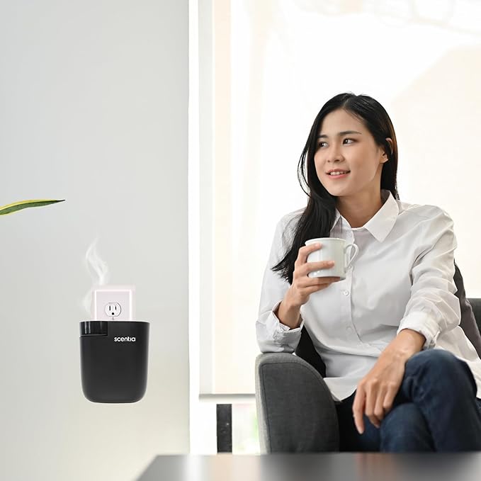 Smart Plug-in Diffuser with App Control | Waterless Cold Air Diffuser | My Way Hotel-Inspired Scent Included | 500 Sq. Ft. Coverage | Mother's Day & Housewarming Gift | Black - Bloomnest