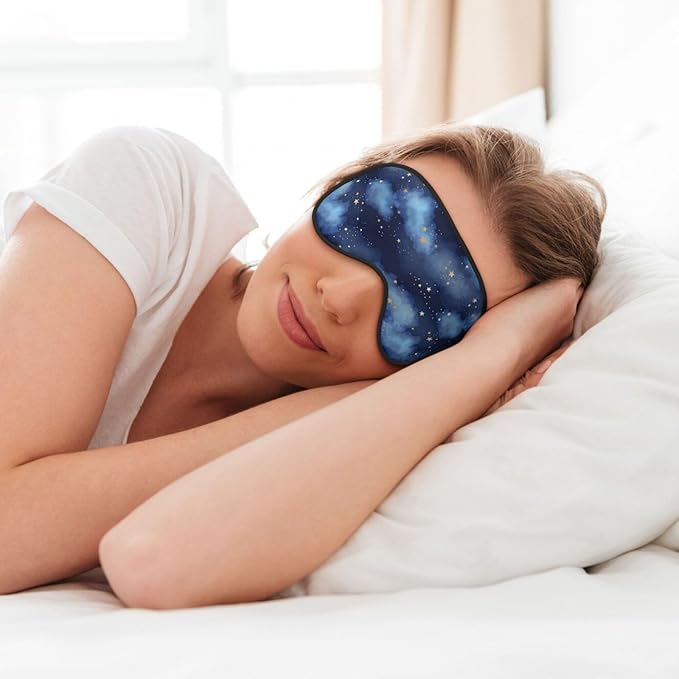Sleep Eye Mask Blue Vast Night Sky Stars Sleep Mask for Women Men Comfortable Eye Mask with Adjustable Strap Soft Eye Cover Blindfold for Travel Yoga Nap Shift Work - Bloomnest