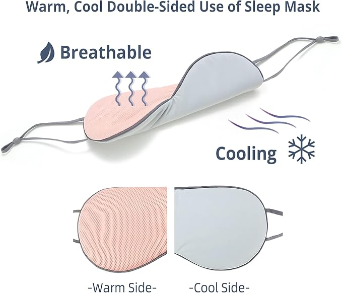 Sleeping Mask 2 Pack, Warm, Cool Double-Sided Use of Sleep Mask, Super Soft Blindfold with Adjustable Strap, Block Out Light, Comfort Sleep Eye Mask for Travel Meditation Nap - Bloomnest