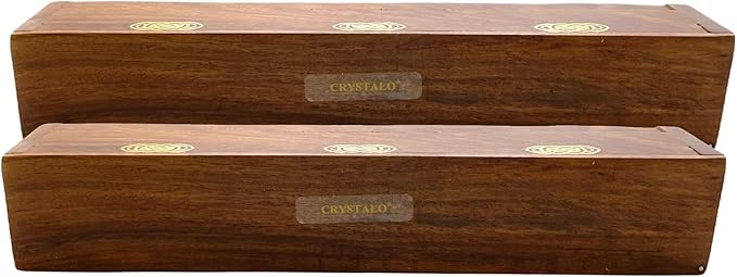 2 Pack Wooden Coffin Incense Sticks Burner - 12 Inches Brass Inlays - Storage Compartment (Celtic Knot) - Bloomnest
