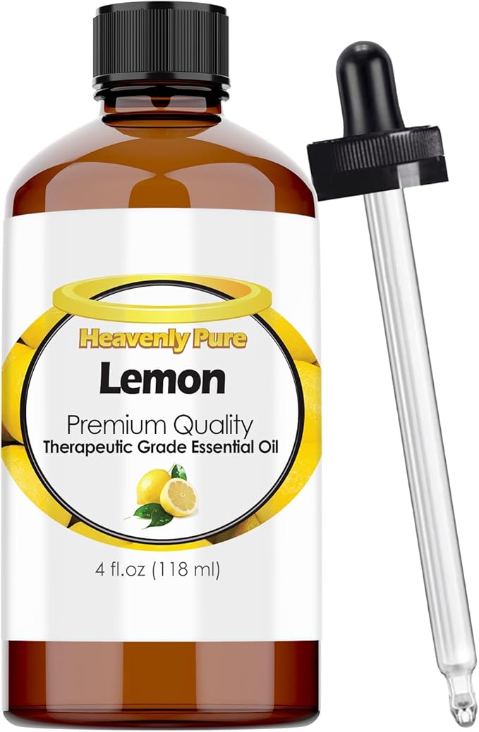 Lemon Essential Oil 4 oz with Dropper for Aromatherapy, Diffuser, Candle, and Mosquitoes (118 ml) - Bloomnest