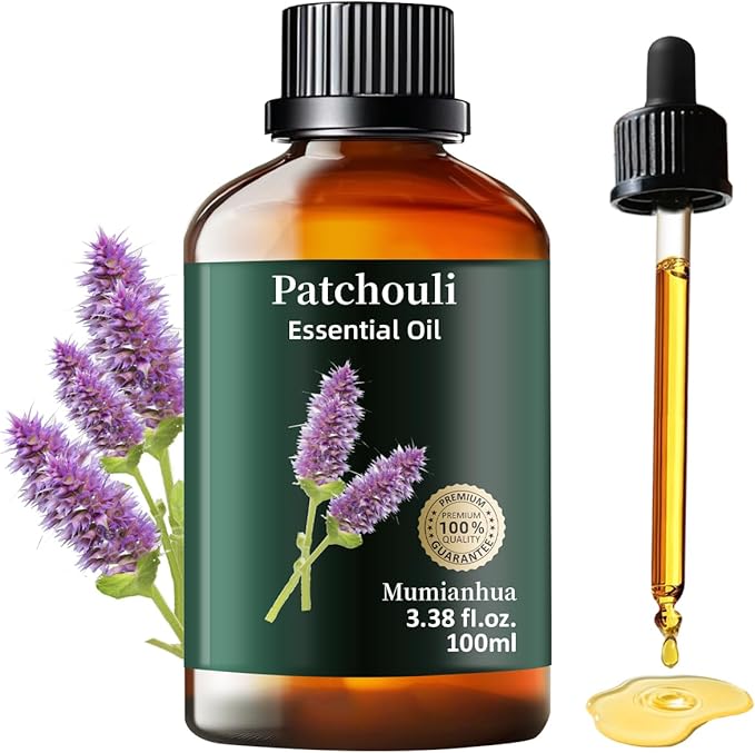 Pure Patchouli Essential Oil, Mumianhua Natural Patchouli Oil for Diffuser, Perfume, Skin,Hair, Soap Making, Room Spraying,Earthy Grounding, Outdoor Protection 3.38 Fl Oz - Bloomnest