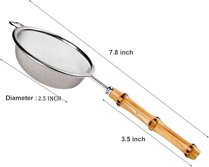 2 Pack Tea Strainer with Bamboo Root Handle Stainless Steel Mesh tea infuser for loose leaf Tea steeper Cocktail Strainer Tea Coffee Juice Strainer Food Strainer with Handlle (Natural Handle) - Bloomnest