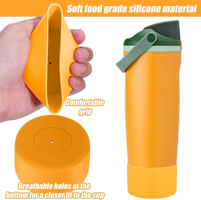 Mity rain 2PCS Protective Silicone Boots for Owala 30oz & 40oz FreeSip Sway Bottles & Tumblers - Accessories for owala, Enhances Stability & Prevents Scratches (Golden Yellow) Mityrain