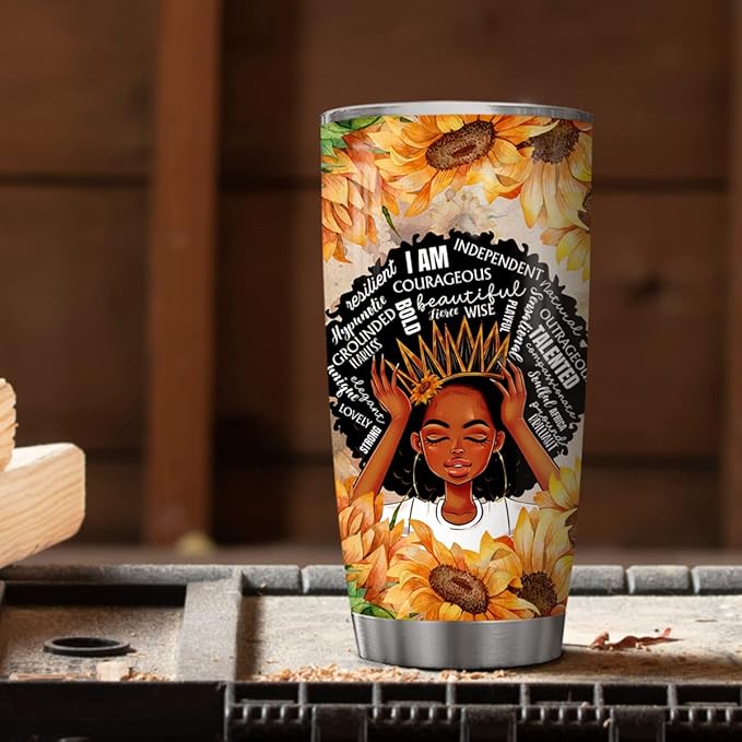 winorax Black Girl Tumbler Personalized Melanin Cup 20oz 30oz Stainless Steel Double Wall Vacuum Insulated Tumblers Coffee Travel Mug With Lid African Gifts For Women Magic Queen Girls Friends Sister - Bloomnest