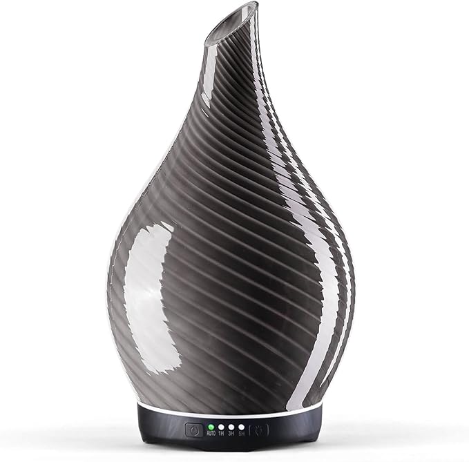 Porseme 280ml Essential Oil Diffuser Glass Color Changing Aroma Air Diffusers Aromatherapy Ultrasonic Cool Mist Humidifier 7 Running Hours Waterless Auto-Off for Sleeping, Yoga, Office (Pure Grey) Porseme