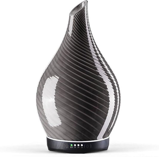 Porseme 280ml Essential Oil Diffuser Glass Color Changing Aroma Air Diffusers Aromatherapy Ultrasonic Cool Mist Humidifier 7 Running Hours Waterless Auto-Off for Sleeping, Yoga, Office (Pure Grey) Porseme