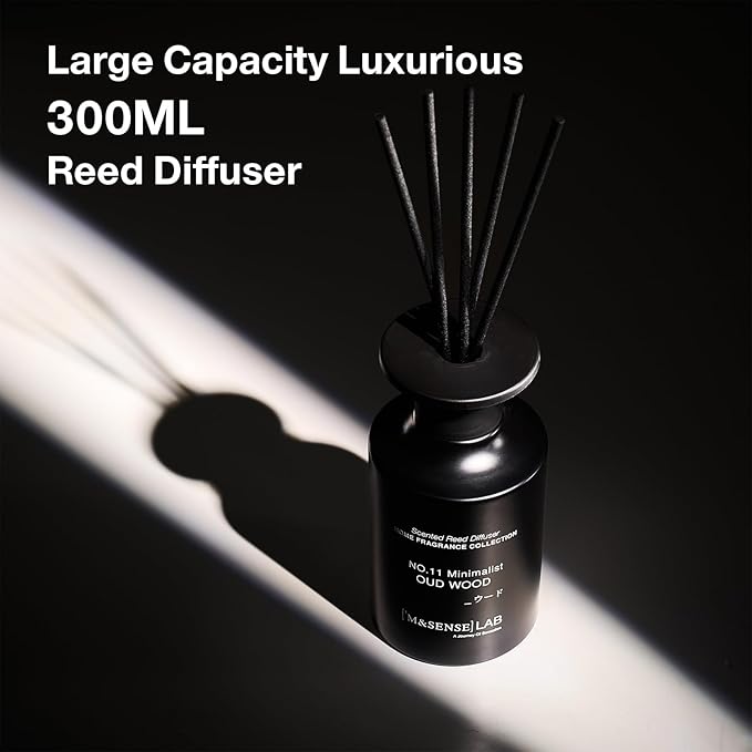 M&SENSE Reed Diffuser Set, 10.14 oz Non Toxic Reed Diffuser Oud Wood Scented Home Fragrance Aromatherapy Diffuser for Bedroom Bathroom Office Home Decor Housewarming Gift