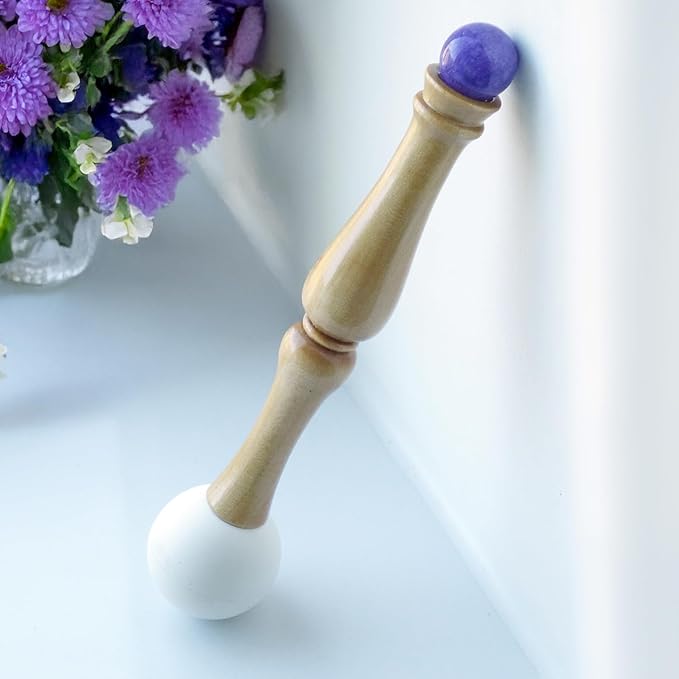 Singing Bowl Mallet,Rubber Mallet Striker with Silicone Head and Wooden Handle and Crystal Sphere for Playing Quartz Crystal Singing Bowls(Purple) - Bloomnest