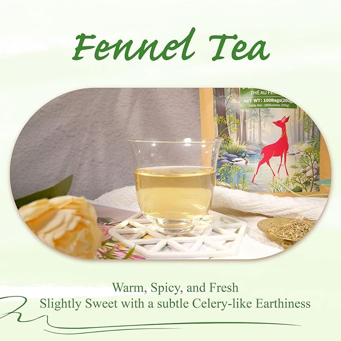 WT WEETEE Fennel Tea Bags 100 Count, 100% Natural & Pure Fennel Seeds Tea, Smooth & Sweet, No Sugar, Caffeine-Free - Bloomnest