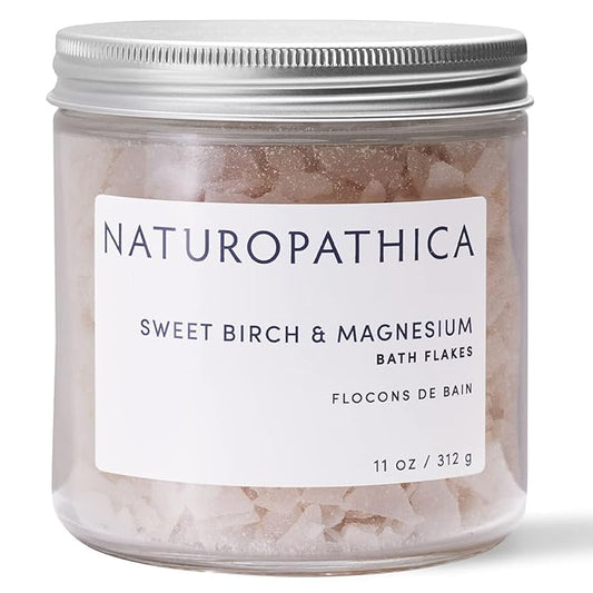 Naturopathica Sweet Birch and Magnesium Bath Flakes, Soothing Daily Bath Soak for Muscle Discomfort, Bathing Alternative to Epsom Salt, Relaxing Tension Relief Soak for Men and Women, 11 oz - Bloomnest