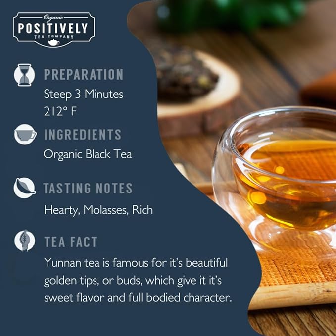 Organic Positively Tea Company, Yunnan Black Tea, Loose Leaf, 16 Ounce - Bloomnest