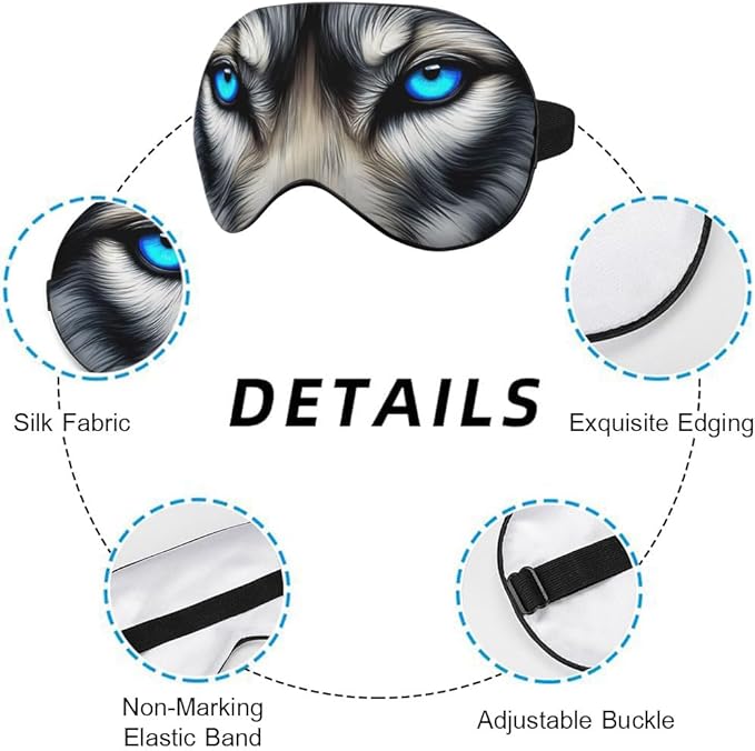 Wolf Eyes Eye Mask Sleeping Mask Siberian Husky Bright Blue Eyes Sleep Masks Silky Soft Eye Cover for Women Men Shading Blindfold for Air Travel Sleeping - Bloomnest
