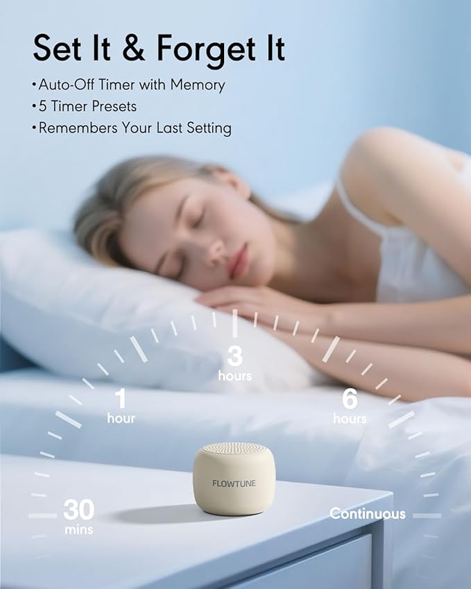 FLOWTUNE Sound Machine Flowtune White Noise Machine for Baby Adults, Mini Portable Sound Machine for Travel, 6H Timer, 18 Soothing Sleep Sounds Gift (Putty) - Bloomnest