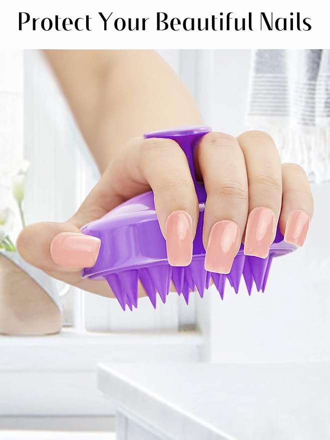 HEETA Scalp Massager Hair Growth, Soft Silicone Scalp Scrubber Shampoo Brush for Exfoliation, Dandruff Removal Head Massage Stress Relax, Wet & Dry Use for Thick Thin Curly Hair Care, Purple HEETA