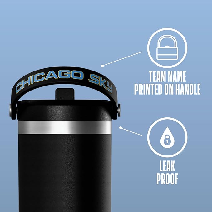 Hydrapeak x WNBA Officially Licensed Chicago Sky 32 oz Nomad Tumbler with Handle and Straw Lid, Leakproof Stainless Steel Water Bottle - Bloomnest