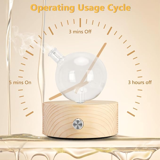 Vintage Aromatherapy Essential Oil Diffuser Lychee New Professional 7 Color Pure Essential Oils Fragrances Aromatherapy Wood & Glass Diffuser for Home Office Hotel SPA (Button Mode86)