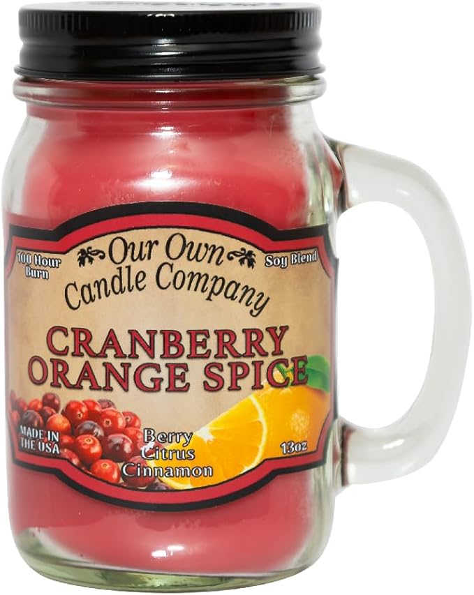 Our Own Candle Company, Cranberry Orange Spice Scented Mason Jar Candle, 100 Hour Burn Time, 13 Ounces - Bloomnest