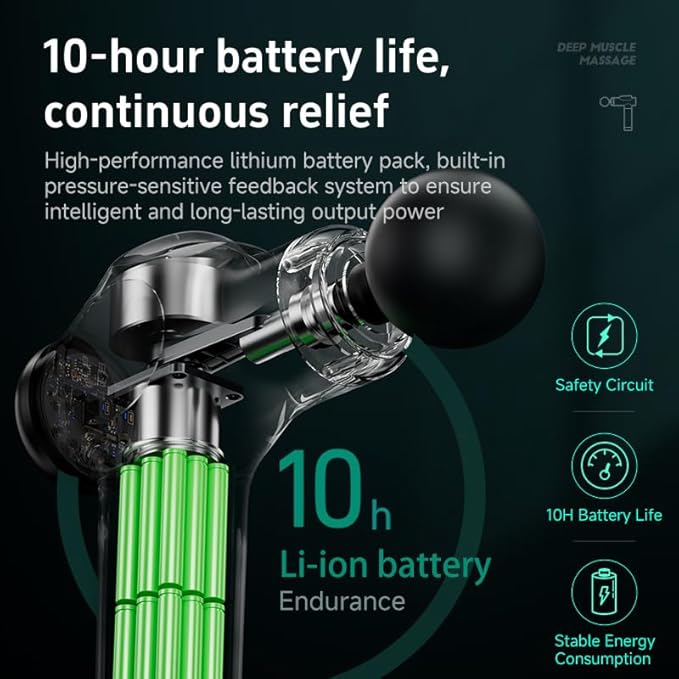 Massage Gun Deep Tissue, Muscle Massager, Handheld Electric Muscle Massager, Percussion Massage Gun, Massage with 99 Speeds and 8 Heads, Back, Leg, Shoulder and Body (Grey) - Bloomnest
