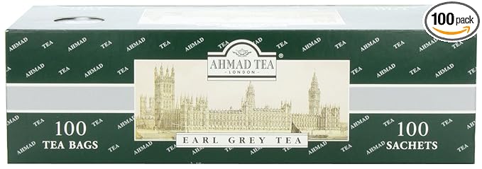 Ahmad Tea Earl Grey Tea, 100 Paper Enveloped Teabags (Pack of 1) - Bloomnest