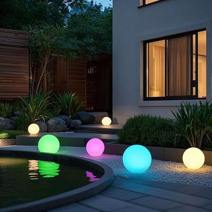 12-Inch LED Ball Light, Changing Glowing Orb Light with Remote, Soft Dimmable Globe Floor Lamp, Rechargeable Globe Mood Lamp, Waterproof Decorative Cordless Night Lights for Home Bedroom Nursery Patio - Bloomnest