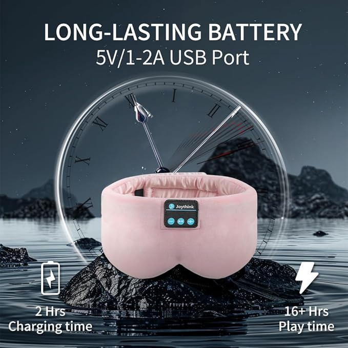 Joythink Sleep Headphones Bluetooth Sleep Mask Silk Kids Children Headband Earphones Bluetooth Eye Mask for Sleeping On Side Blackout Soft Sleep Earphones Music Eye Cover - Bloomnest