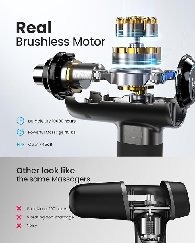 RENPHO Massage Gun with Bluetooth, Portable Percussion Massager for Back and Neck, Handheld Device with Carry Case, Gifts for Men Women, Active+ - Bloomnest
