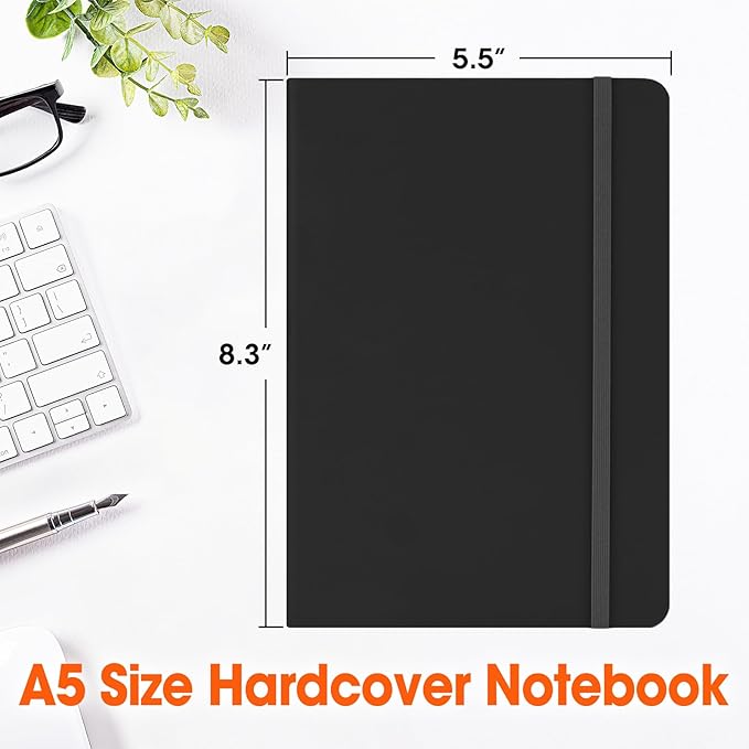 12 Pack Lined Journal Notebook for Work, 200 Pages, Medium 5.5 in x 8.3 in, A5 College Ruled, Hardcover Journaling Notebooks for Writing, Note Taking, Fit for Business Work School Home (Black) - Bloomnest