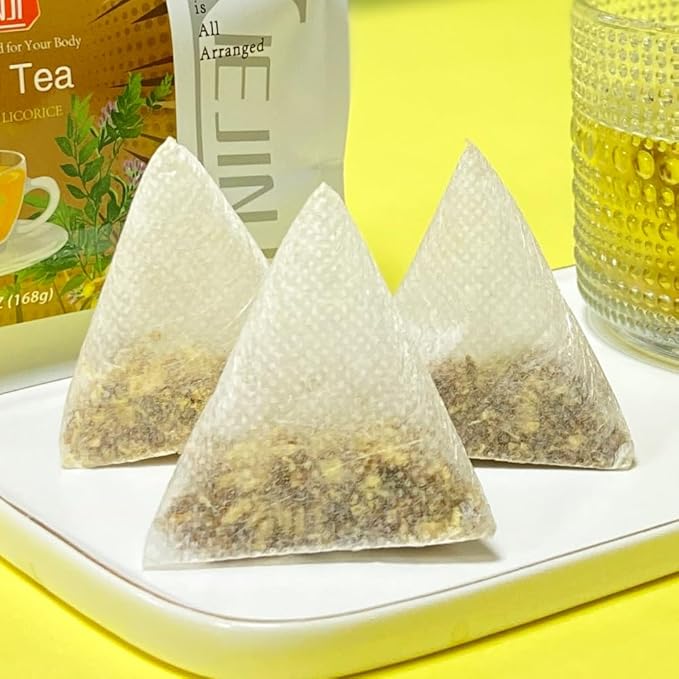 XIEJINJI Licorice Root Tea, 4.2g/Bags, Re-usable for Brew, Natural Sweet, No Sugar, No Caffeine, Aid in Digestion & Promote Respiratory Health, Eco-Conscious Tea Bags, Resealable Bag - Bloomnest