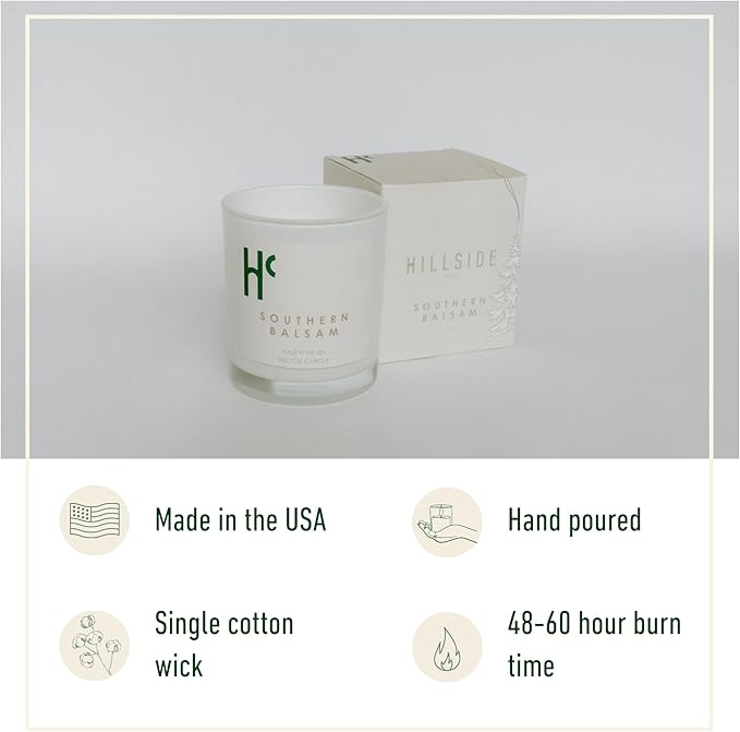 Southern Balsam Single Wick Soy Candles, Luxury Scented Candles for Home - Up to 60 Hour Burn Time, Cruelty-Free Soy Wax Blend - Cedarwood Fragrance, Notes of Eucalyptus & Amber (9 oz) - Bloomnest